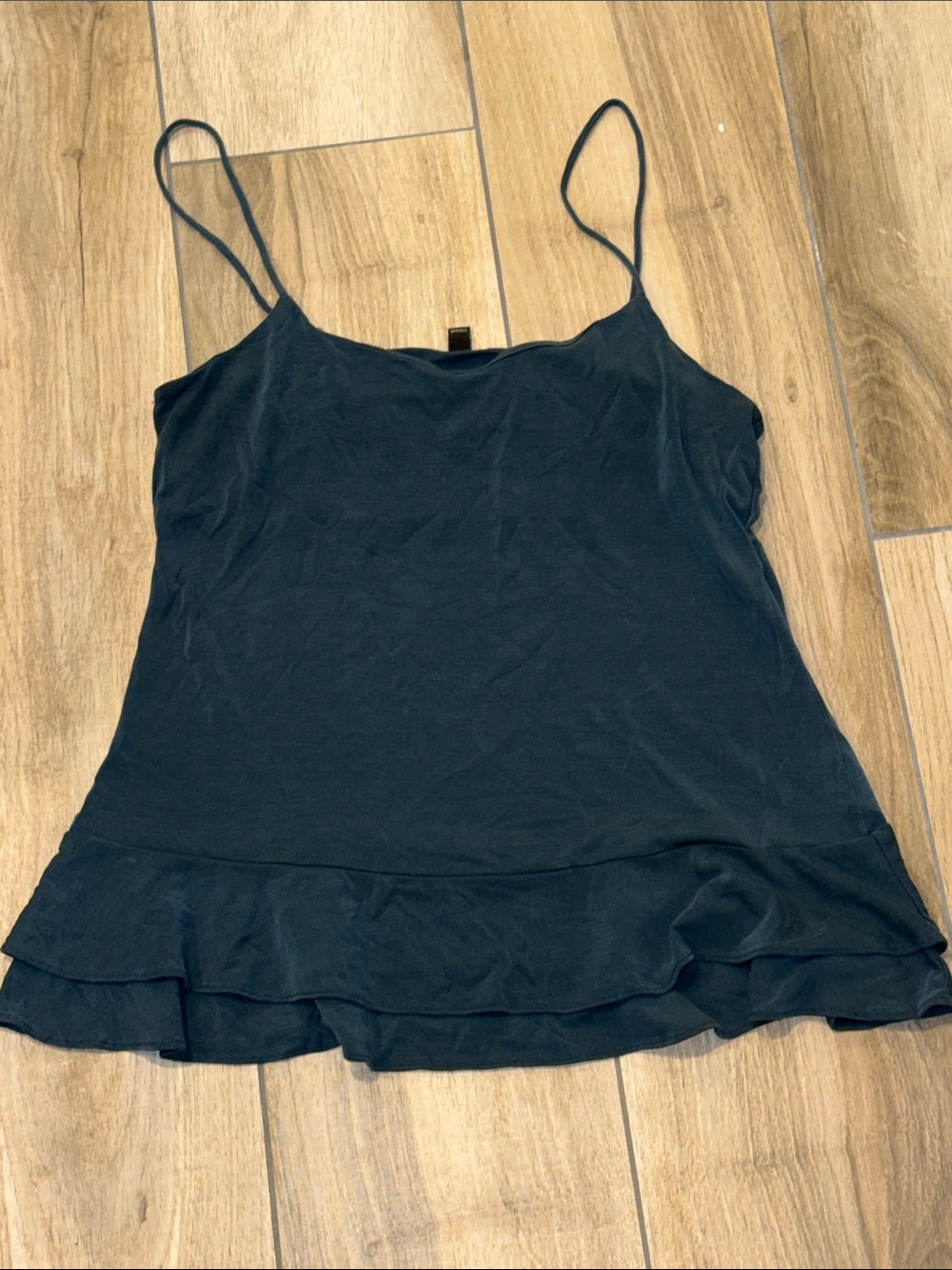 Blue Ruffle-Hem Spaghetti Strap Camisole